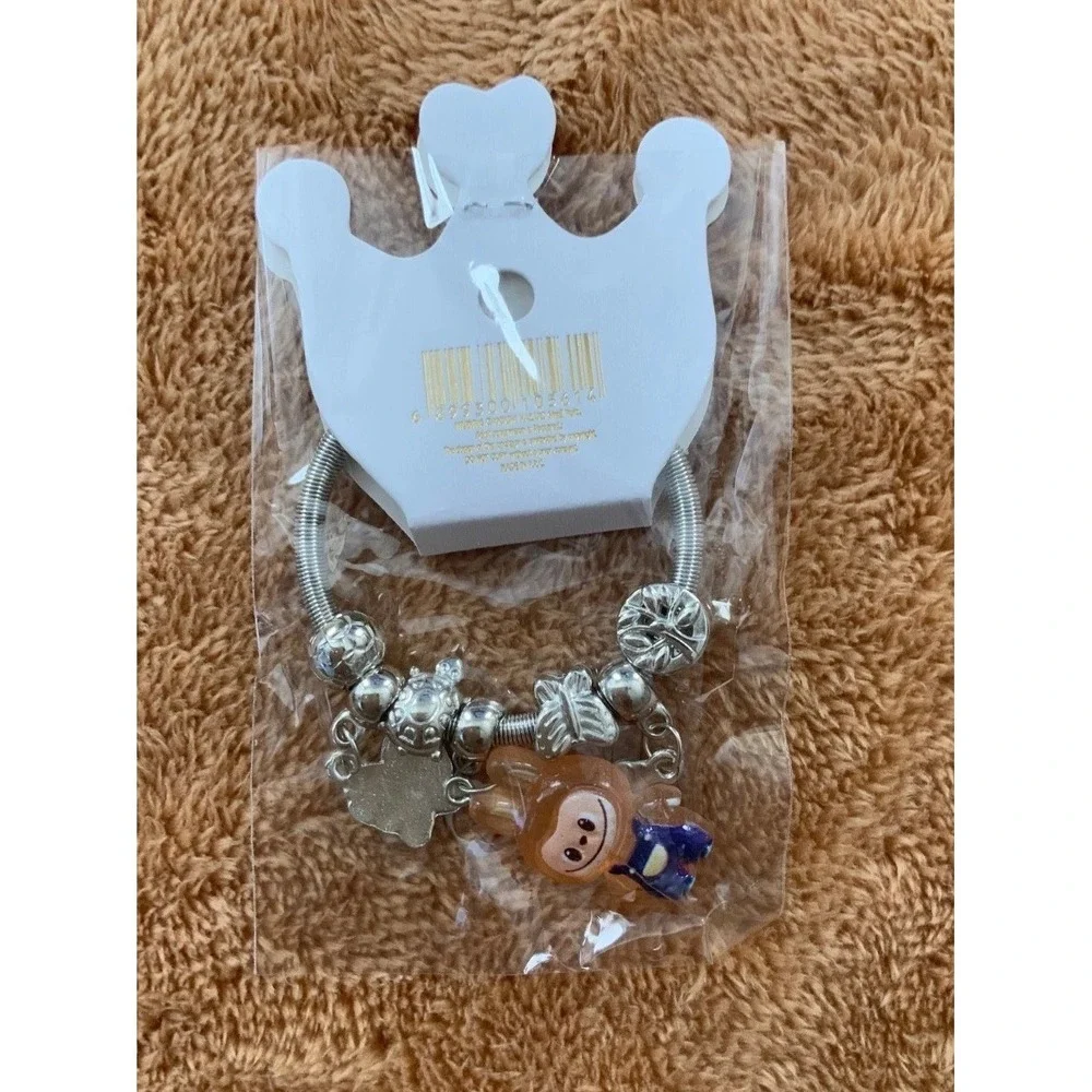 Girls Charm Bracelet Silver Tone Colorful Character Butterfly Miscellaneous